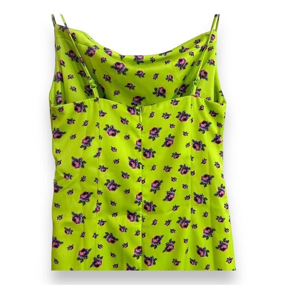 UO | 90s Spaghetti Strap Camisole Tube Dress Neon Floral Satin Stretch XS NWOT - Picture 4 of 9